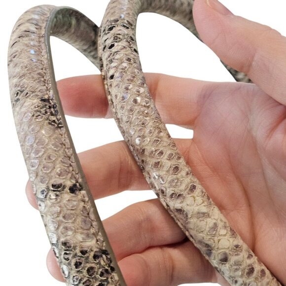 Y2K Cole Haan Python Snakeprint Leather Big Hobo Bag Purse Cream Taupe Buckles - Picture 8 of 16